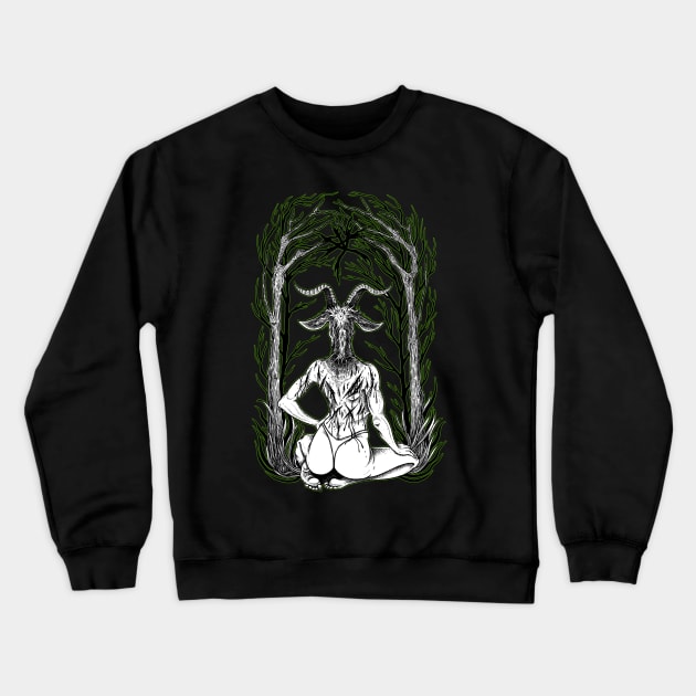 The Witching Hour Pagan Gothic Ritual Marijuana Green Crewneck Sweatshirt by btcillustration